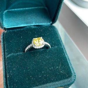 1 carat Yellow moissanite eternity diamond ring